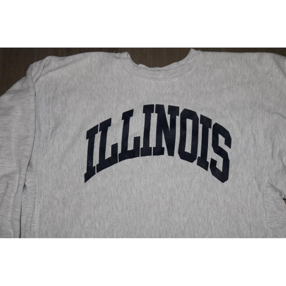 Vintage Champion Reverse Weave Illinois Sweatshirt Mens Large Gray Crewneck - Picture 2 of 12
